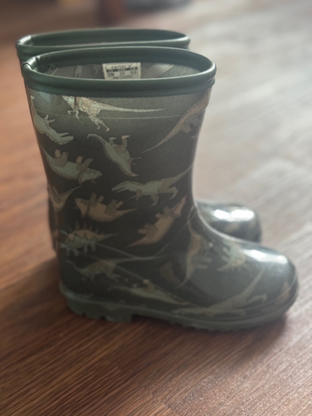 Carter's Olive Green Dinosaur Rain Boots